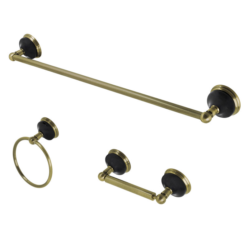 Kingston Brass Water Onyx 3-Piece Bathroom Hardware Set, Polished Chrome