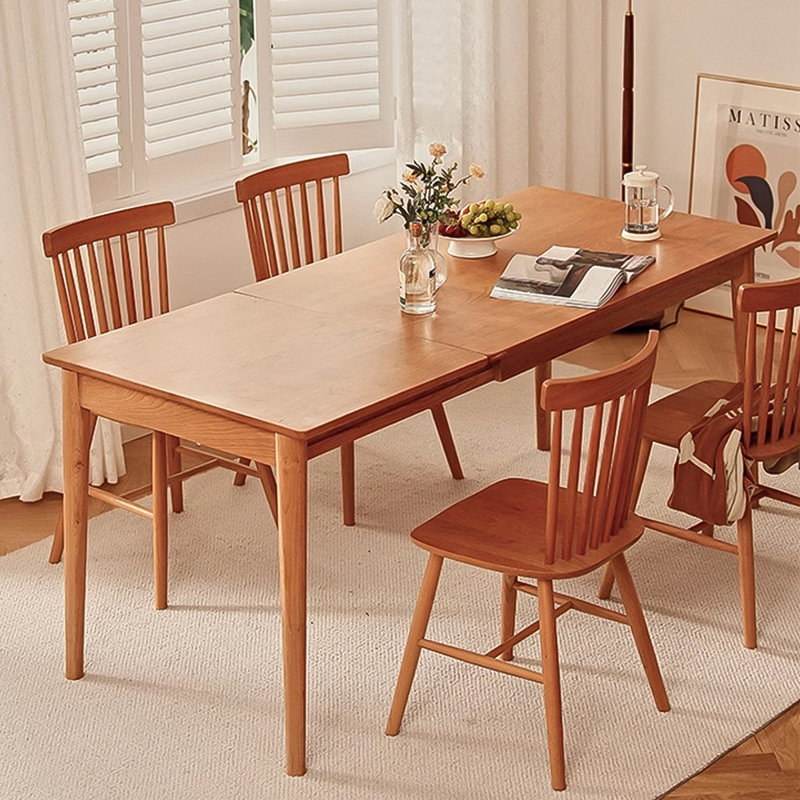 55.12"Rectangular Solid Oak Extendable Dining Table, 29.53" H x 55.12" W x 31.50" D