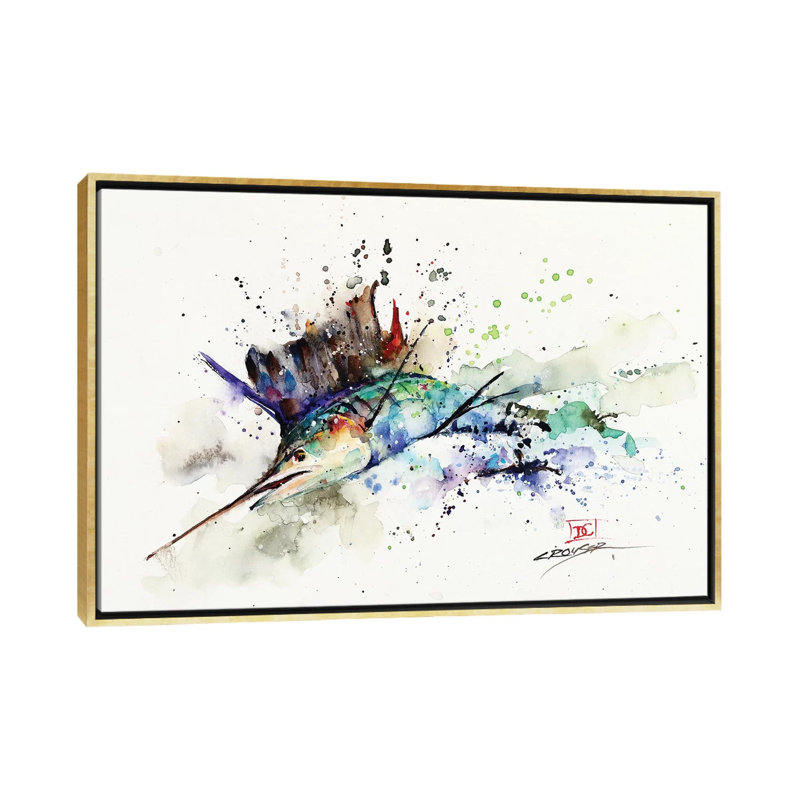 « Voiliers » par Dean Crouser, reproduction d’art, H 18 po x l 26 po x P 1,5 po, Pas de tapis, Gold Framed