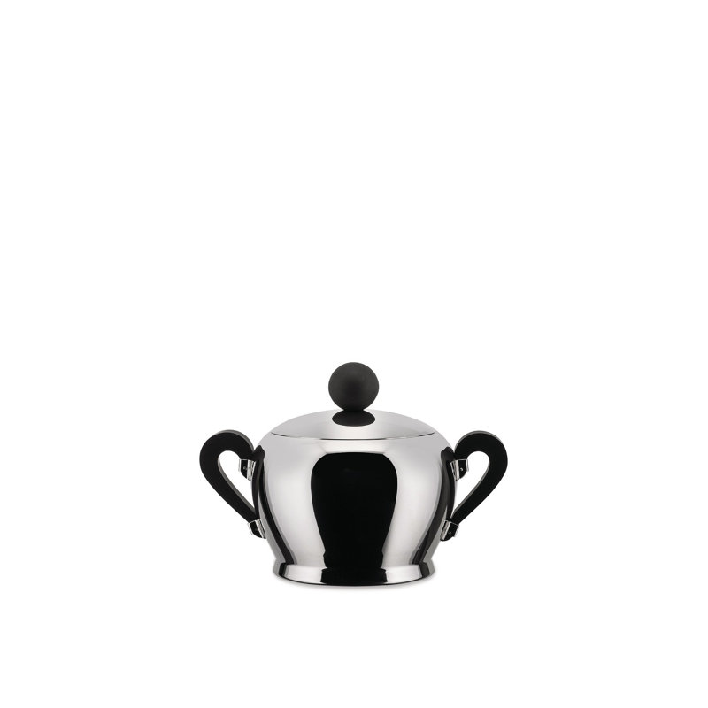Bombé Sugar Bowl, Stainless Steel/Black