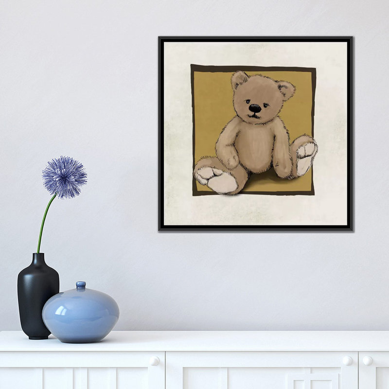 « teddy bear », impression sur toile, Toile encadrée noire, H 8 po x l 26 po x P 26 po, Pas de tapis