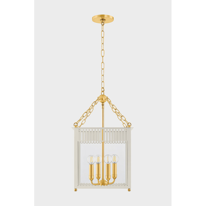 ROSALIE LANTERN, Cream, 19.5" H x 13.25" W x 13.25" D