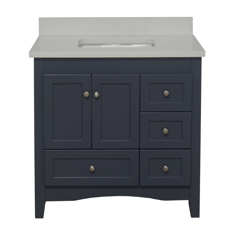 Abbey 36" Coastal Blue Pine Bathroom Vanity with Quartz Top