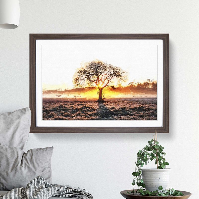 Sunlight Through the Oak Tree in Abstract - Picture Frame Graphic Art Print on MDF, Walnut Framed, 62cm H x 87cm W x 2cm D