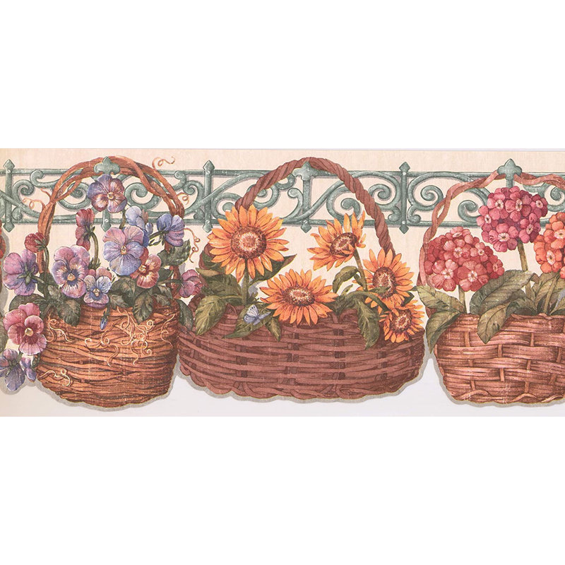 Bordure de papier peint Alaiiah Garden avec tournesols L 15 pi x l 9 po