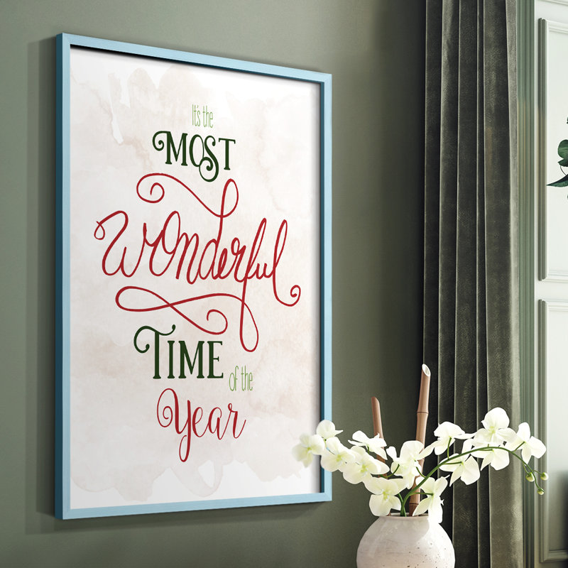 «Wonderful Time of the Year», reproduction encadrée - bois massif, Bleu, H 10 po x l 8 po