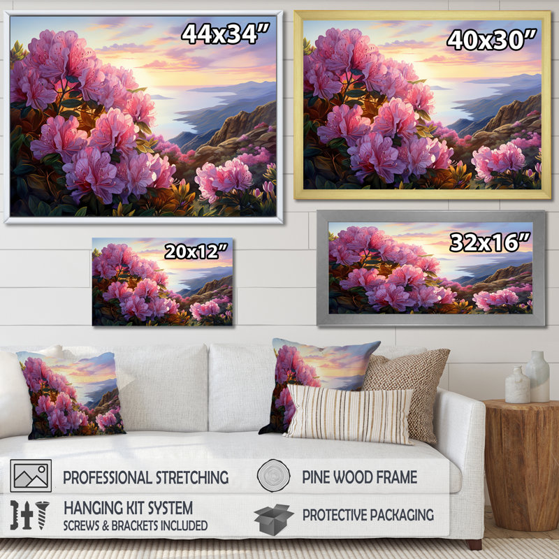 " Rhododendron Mountain Top Sunset ", Wrapped Canvas, 12" H x 20" W x 1" D