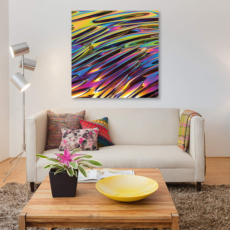 « zigzag » par danny fabrice, reproduction d’impression sur toile tendue, H 26 po x l 26 po x P 1,5 po, Pas de tapis
