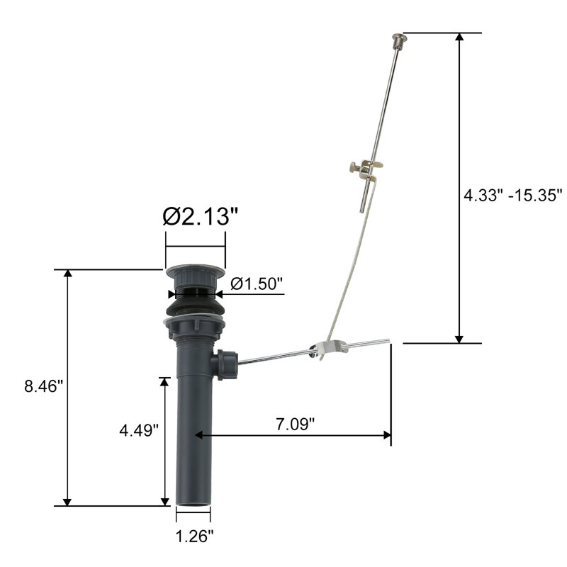 Pop-up Bathroom Sink Drain Lift Rod Drain with Overflow, Brushed Nickel