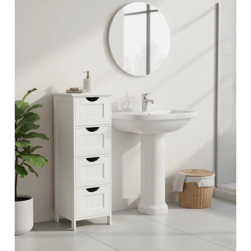 Engineered Wood Bathroom Cabinet, White