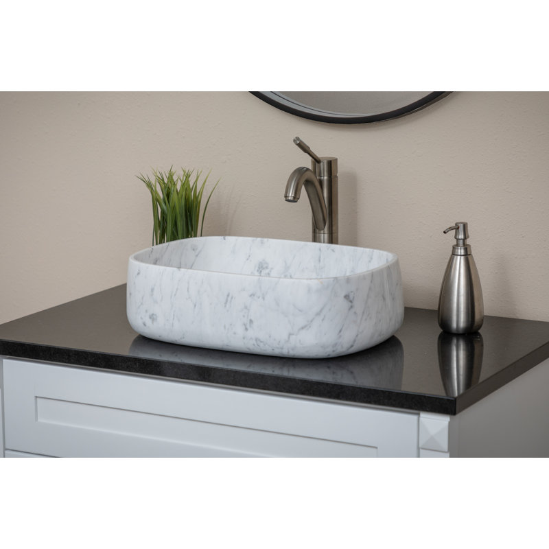 Lavabo de salle de bain vasque rectangulaire en pierre blanche 14 po Eden Bath
