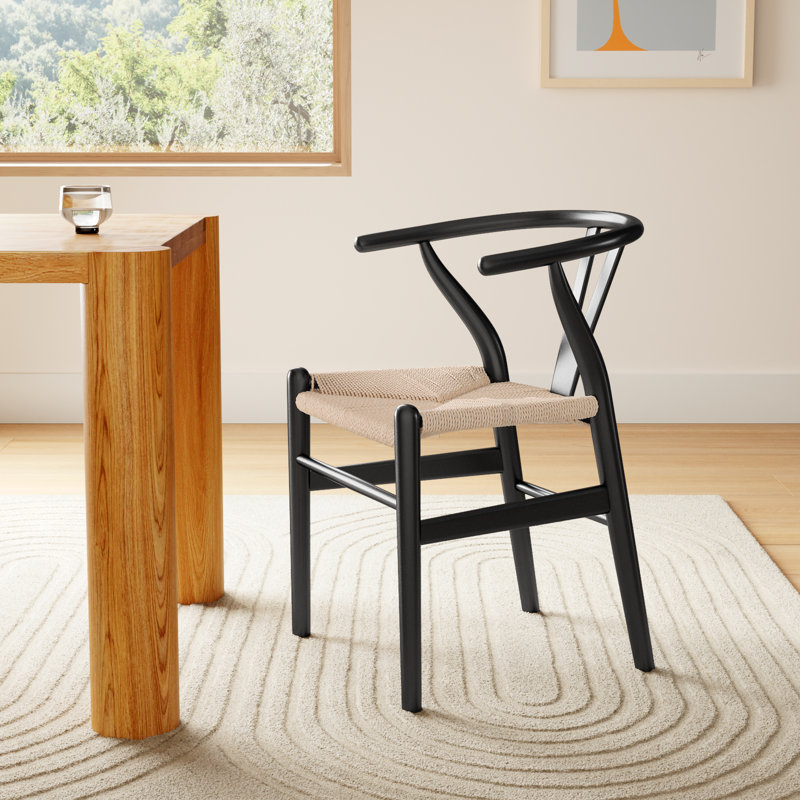 Margo Solid Wood Dining Chair, Black/Beige