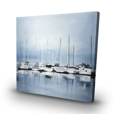 Boats at the dock 2 - 32"x32" art on canvas