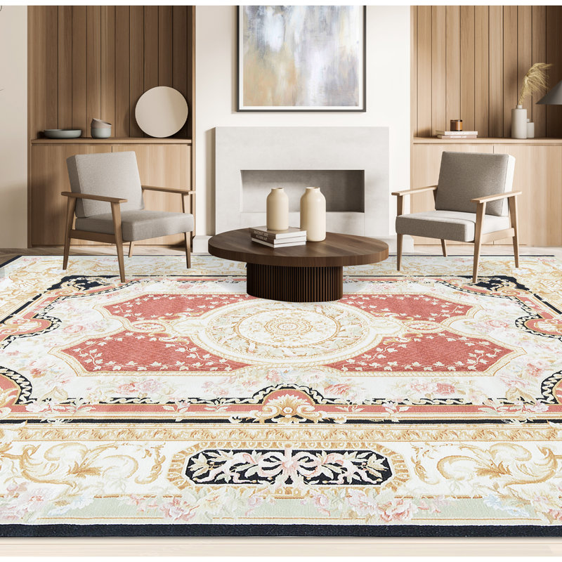 Hand-Knotted High-Quality Rust and Ivory Area Rug