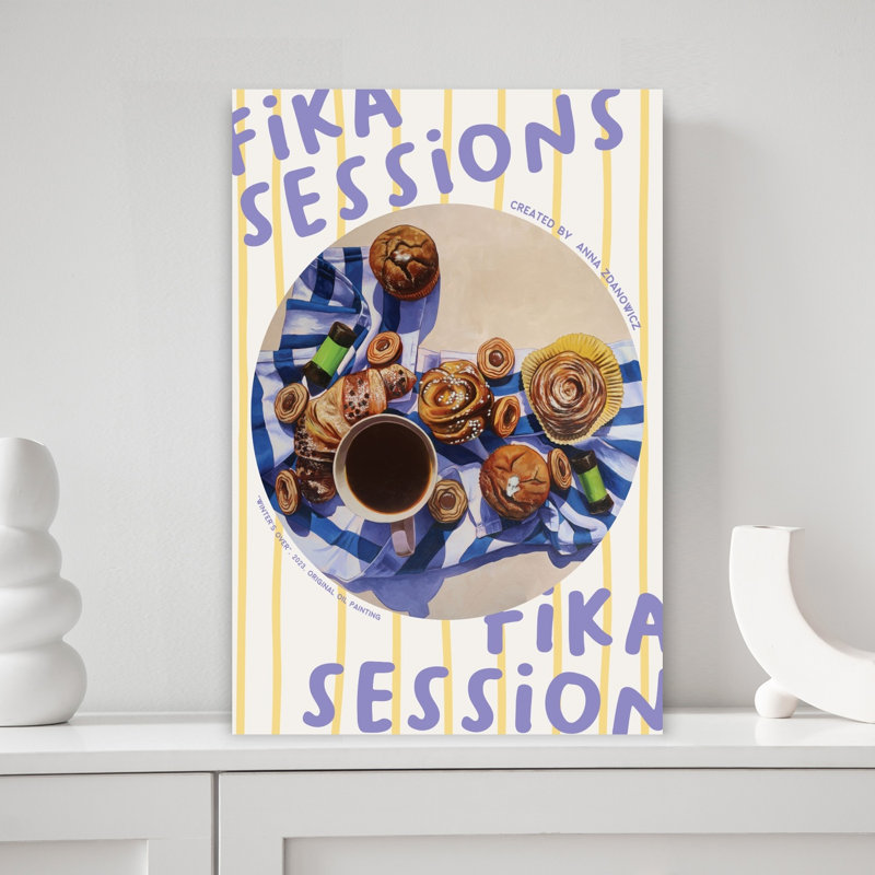 Art mural contemporain Fika Coffee, H 18 po x l 12 po