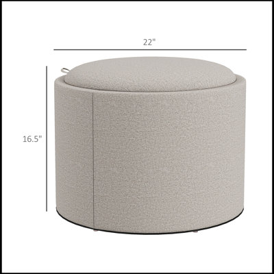 Table basse ronde avec repose-pieds avec plateau rabattable