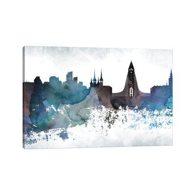 «Reykjavik Bluish Skylines» par Walldecoraddict - Toile tendue, estampe numérique sur toile tendue