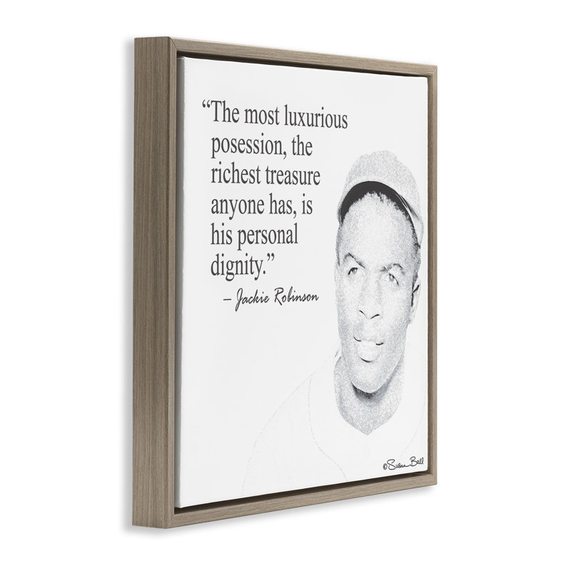 Citation de Jackie Robinson «Personal Dignity», Cadre flottant orme Montalcino, H 25 po x l 25 po