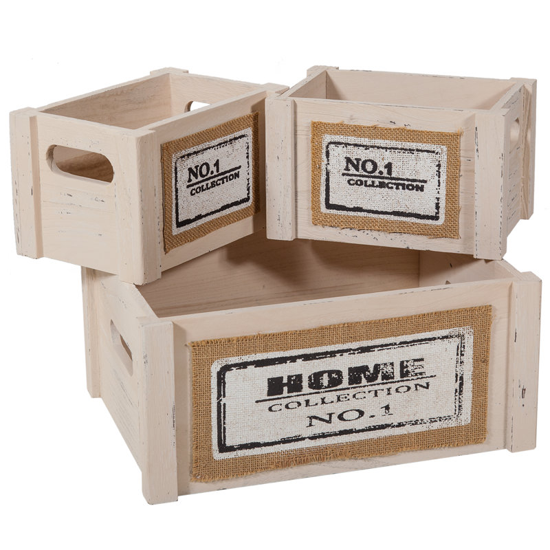 Wood Laundry Set with Handles, Beige