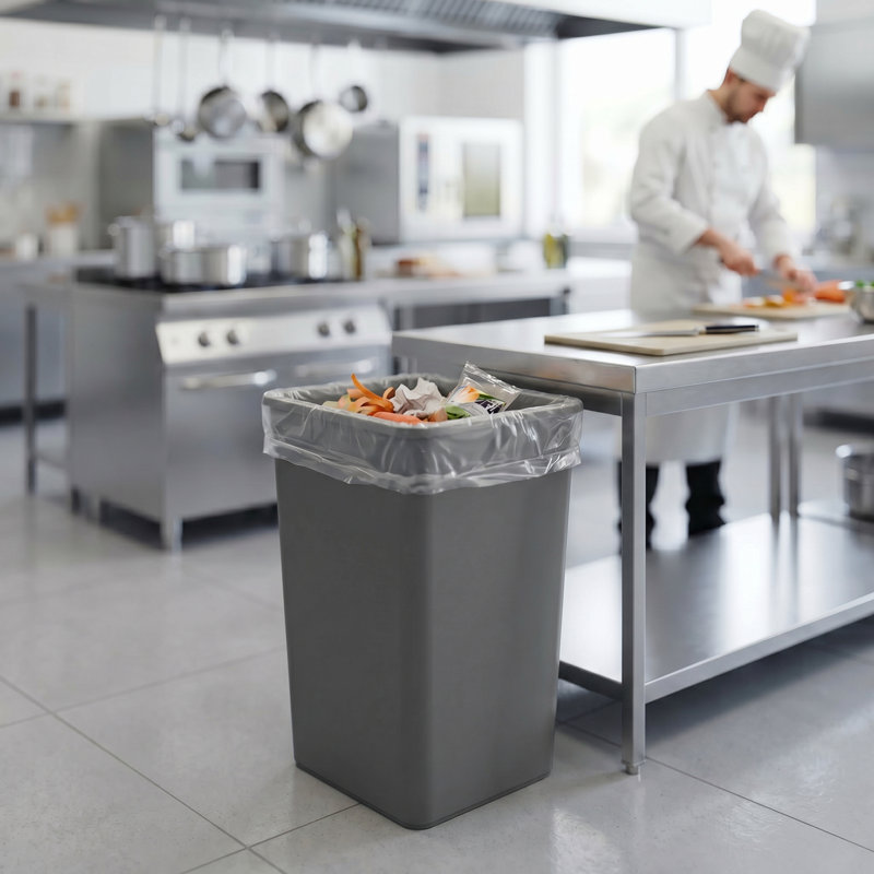 Poubelle en plastique carrée 50 gallons avec rebord renforcé, Grey