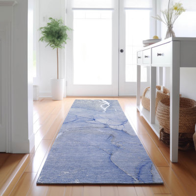 Premium Machine Washable Cerrito AMF510 Blue Rug