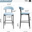 Tabouret de bar confortable à hauteur de comptoir en tissu avec base thermolaquée noire et repose-pieds pour îlots de cuisine et bars