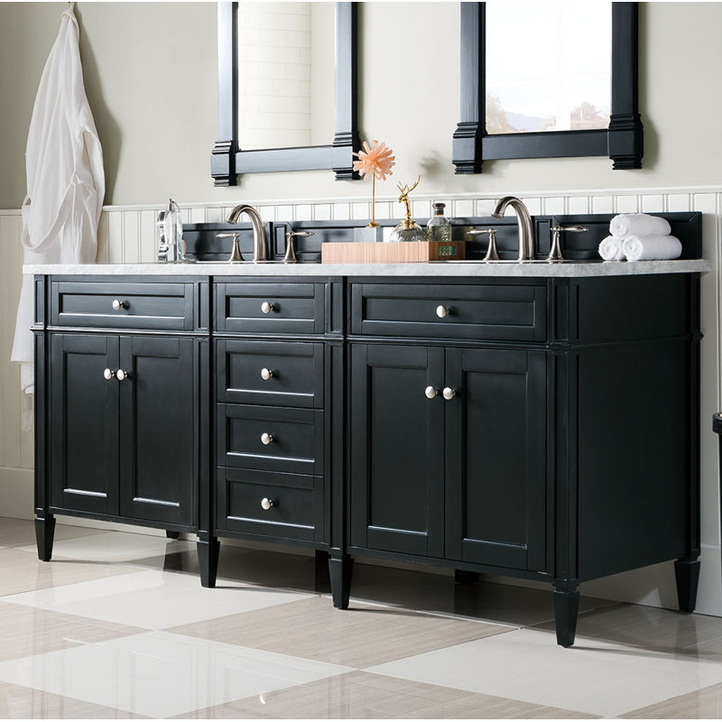 Brittany 72'' W Double Bathroom Vanity Base, Smokey Celadon
