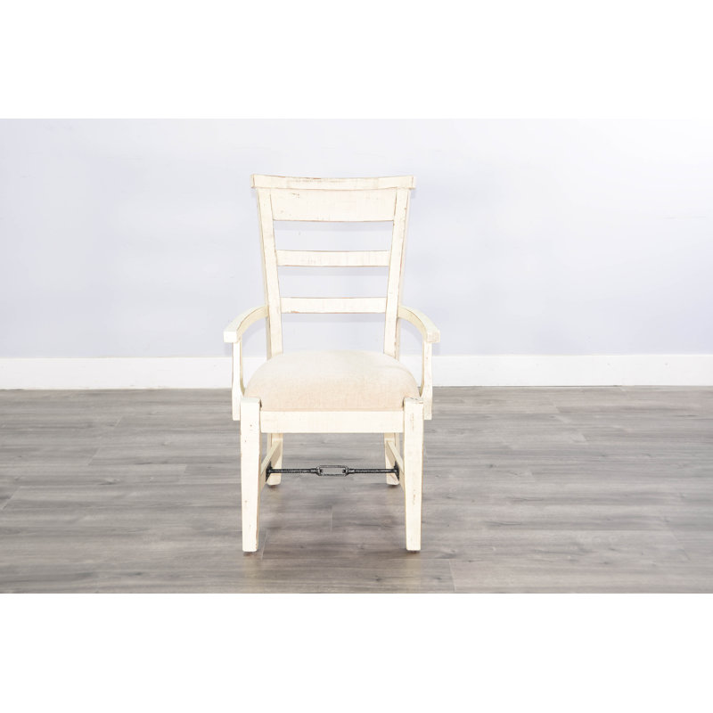 Chaise avec accoudoirs Chelo, Sable blanc, Blanc