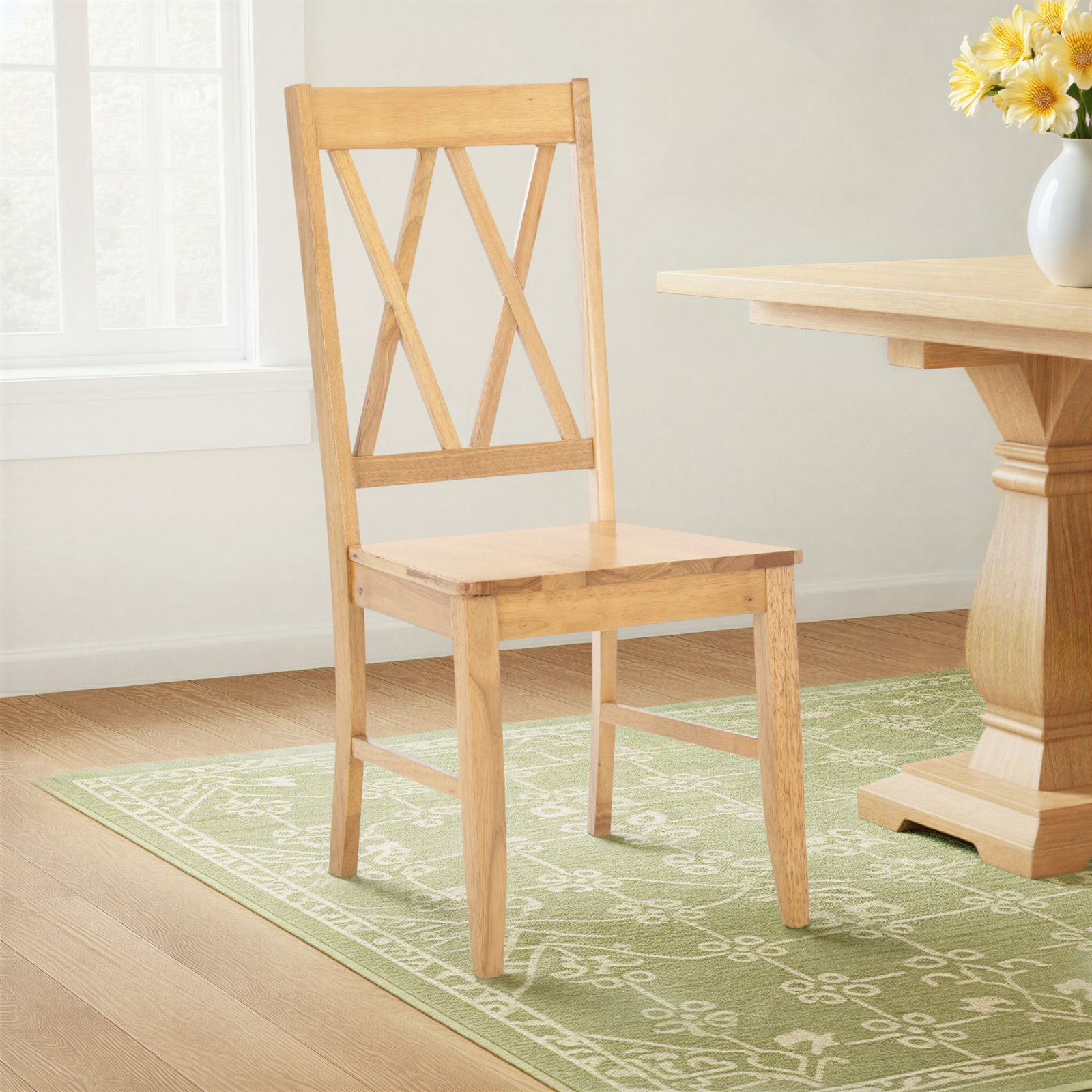 Yelena Double X-Back Side Chair, Light Oak