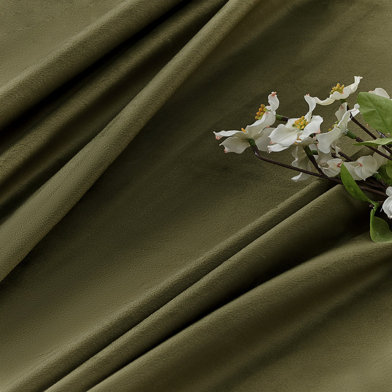 Blackout Rod Pocket and Back Tab Curtain Panel (Set of 2), 52" W x 108" L, Olive Green
