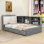 Lit plateforme en bois avec tiroirs, tablettes et tête de lit-33246460