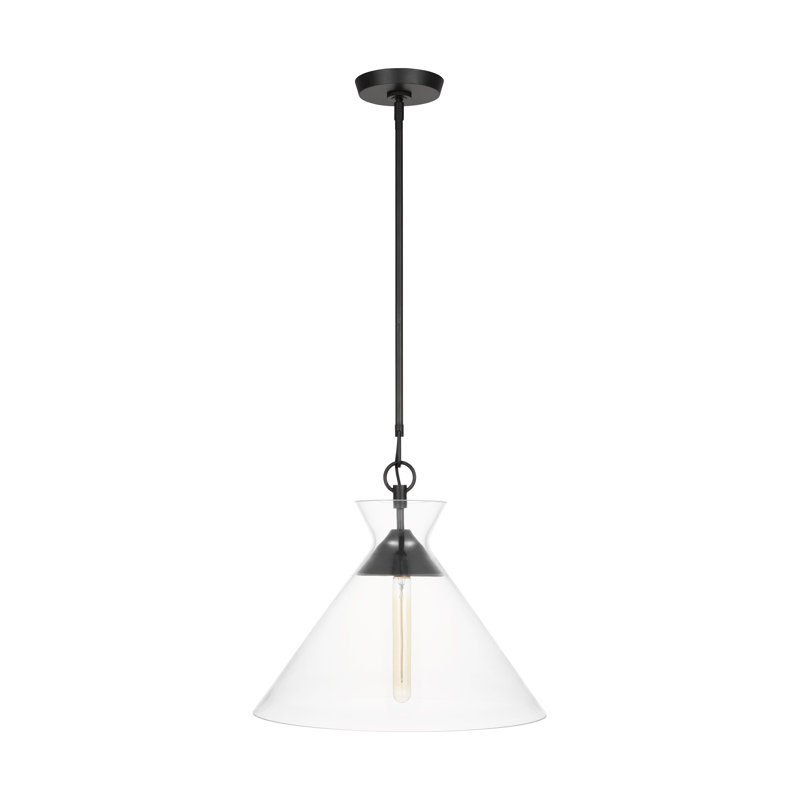 Clear Glass and Black Cone Pendant Light