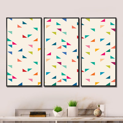 «Abstract Triangular Retro Pattern I», reproduction de cadre photo sur toile 3 pièces