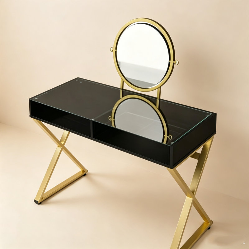 Bureau de coiffeuse avec miroir et plateau à bijoux Coleen