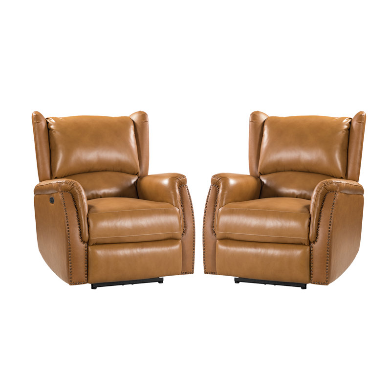 Power Recliner, Camel  Genuine Leather