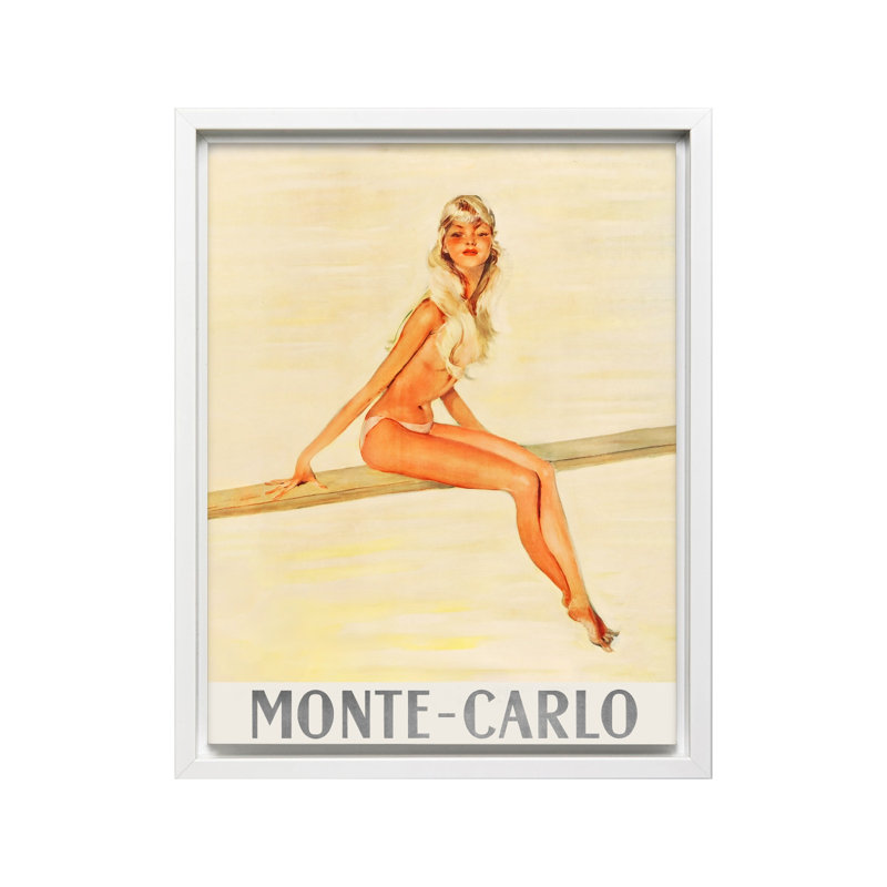 Monte Carlo, Monaco, Canevas, H 18 po x l 24 po, White Framed