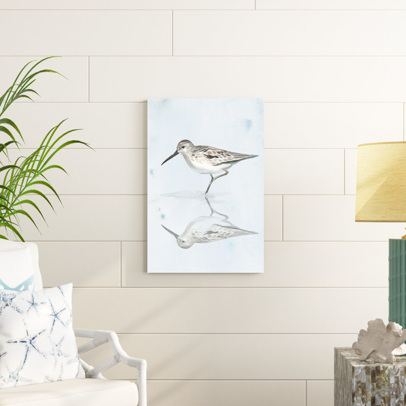 «Sandpiper Reflections II», peinture sur toile, H 30 po x l 20 po