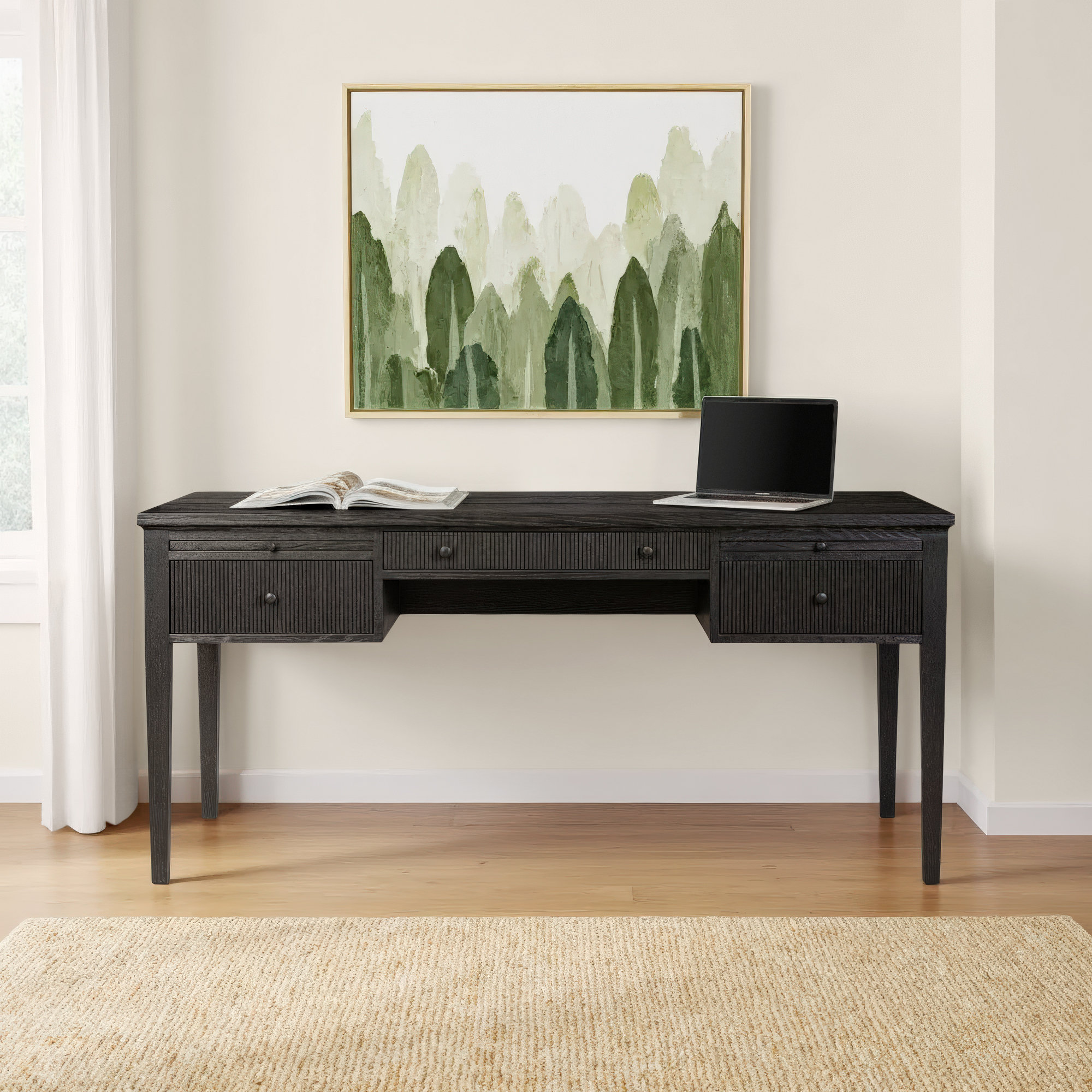 Bush Desk, Distressed Black Oak