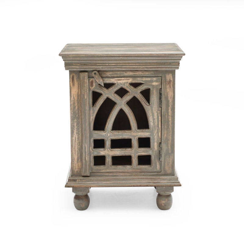 Table de chevet en bois gris antique