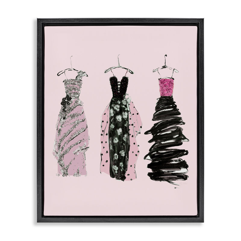 Cadre flottant, robes abstraites, par Sally Swatland, H 21 po x l 17 po, Cadre flottant noir de jais