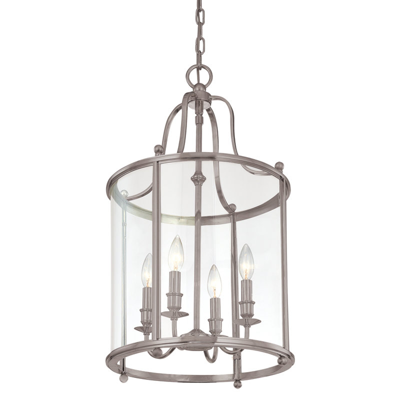 Luminaire suspendu tambour 4 lumières Mansfield, Nickel antique