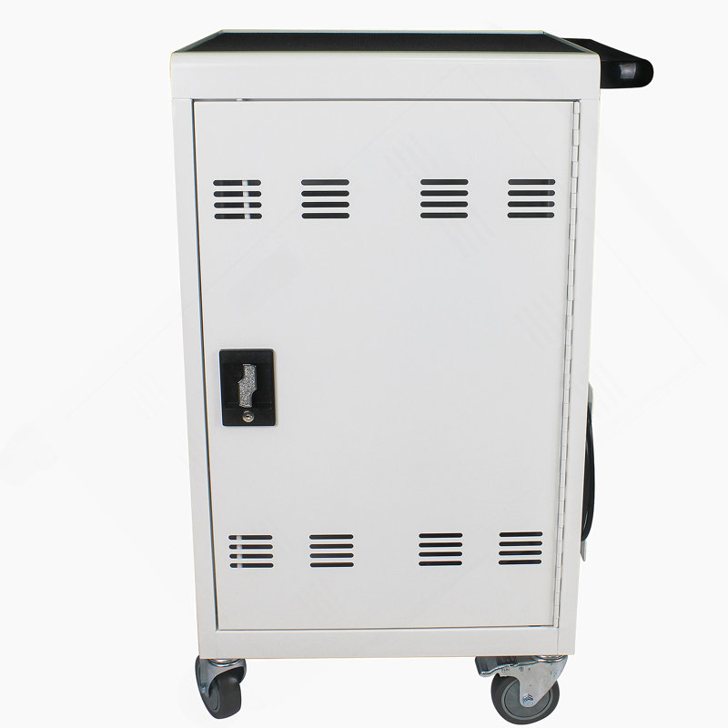 Mobile Charging Cart And Cabinet For Tablets Laptops 30-Device With Combination Lock, Antique White