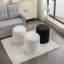 Repose-pieds rond avec rangement en velours ivoire