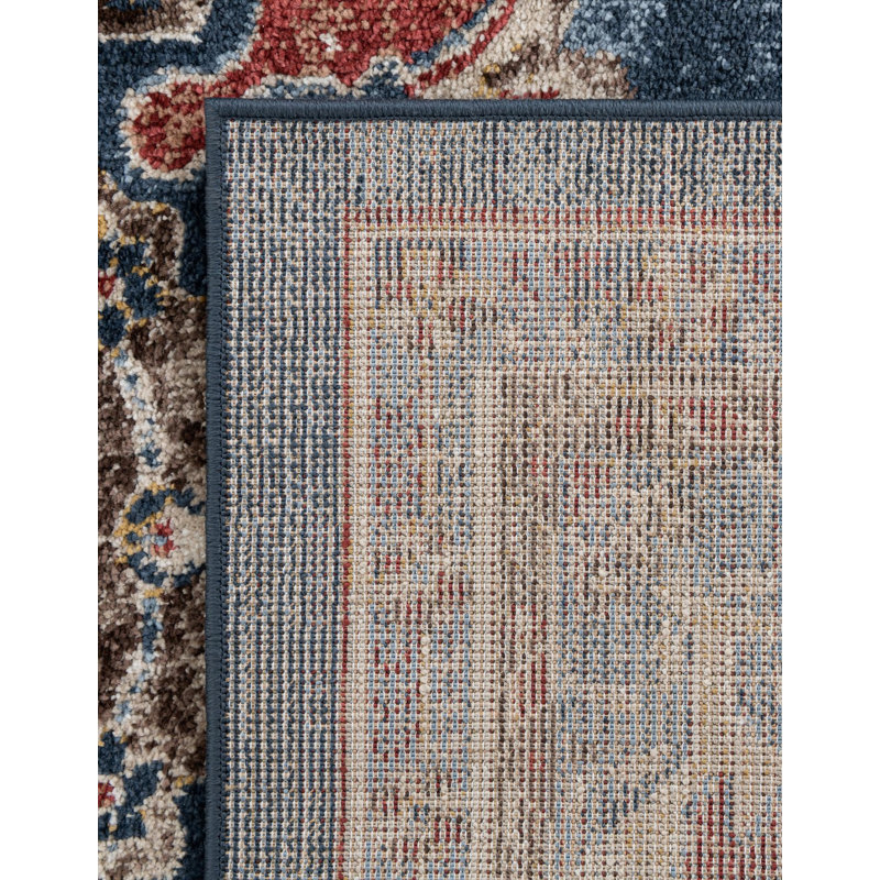 Lieveke Persian Inspired Navy Blue Area Rug, Rectangle 6'1" x 9'
