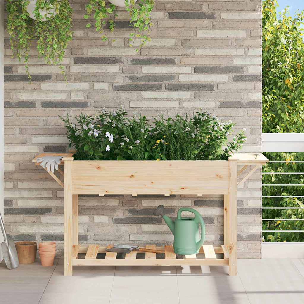 Garden Planter with Shelf Solid Fir Wood Terrace Outdoor Stylish