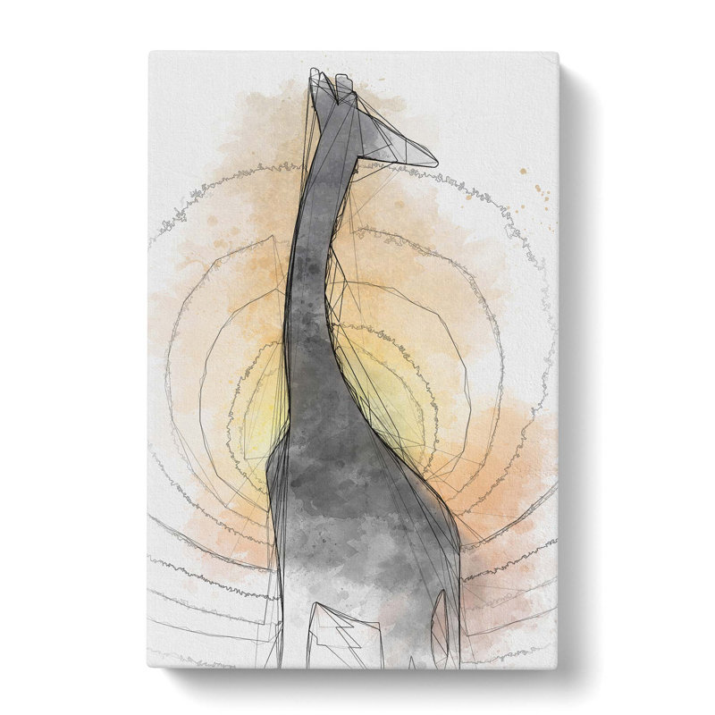 The Silhouette Of A Giraffe In Abstract - Wrapped Canvas Print, 76cm H x 50cm W x 3cm D