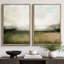 «Minimal Landscape», art à l'aquarelle vert pâle, images murales minimalistes classiques simples, impression sur toile encadrée, ensemble de 2 pièces, 16 x 24 x 2, 24 x 36 x 2-71660346-72652890