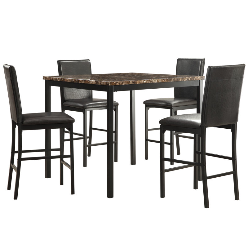 Table de salle à manger à hauteur de comptoir Mizell, Brown Faux Marble