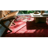Floral Antique Reddish Bronze Color Chinese Art Deco Rug