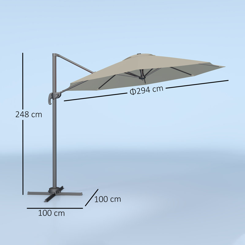 294cm Cantilever Parasol, Light Grey
